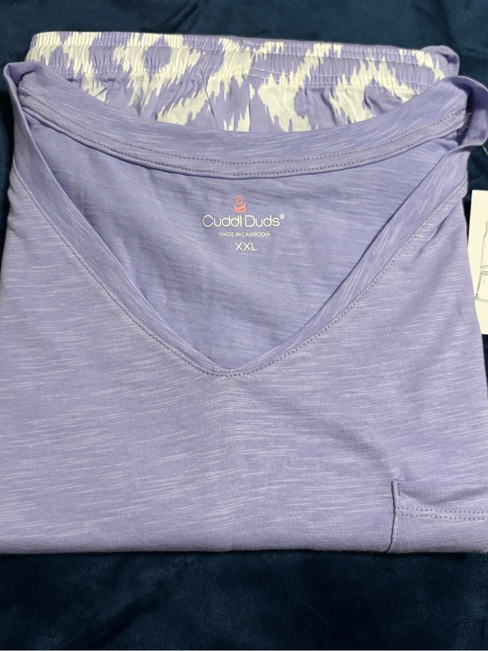NWT Cuddl Duds Women's 2-Piece Tank & Short Pajama Set Size XXL Lavender Ikat